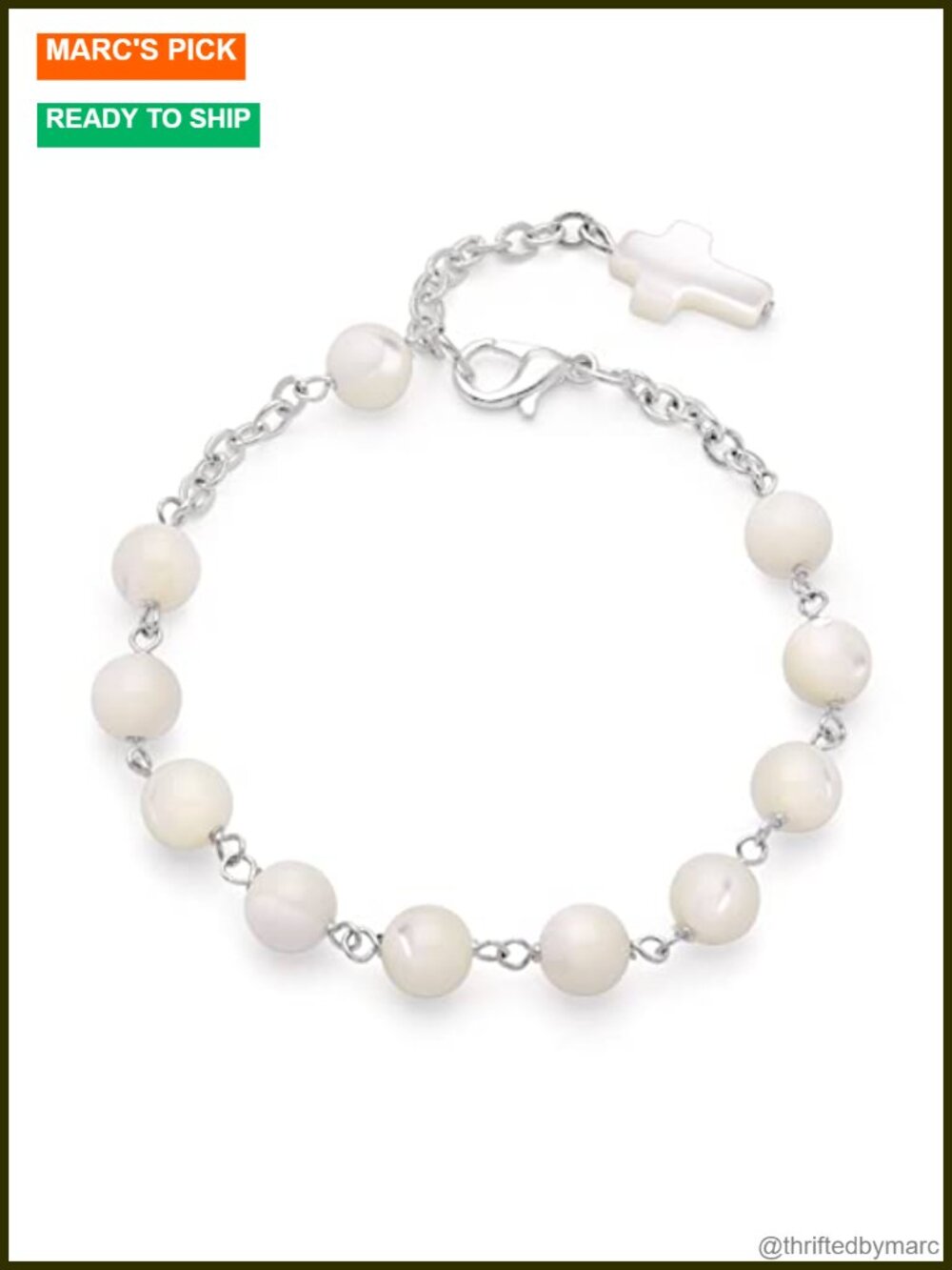 Mother of Pearl Rosary Bracelet Catholic Religious Jewelry
